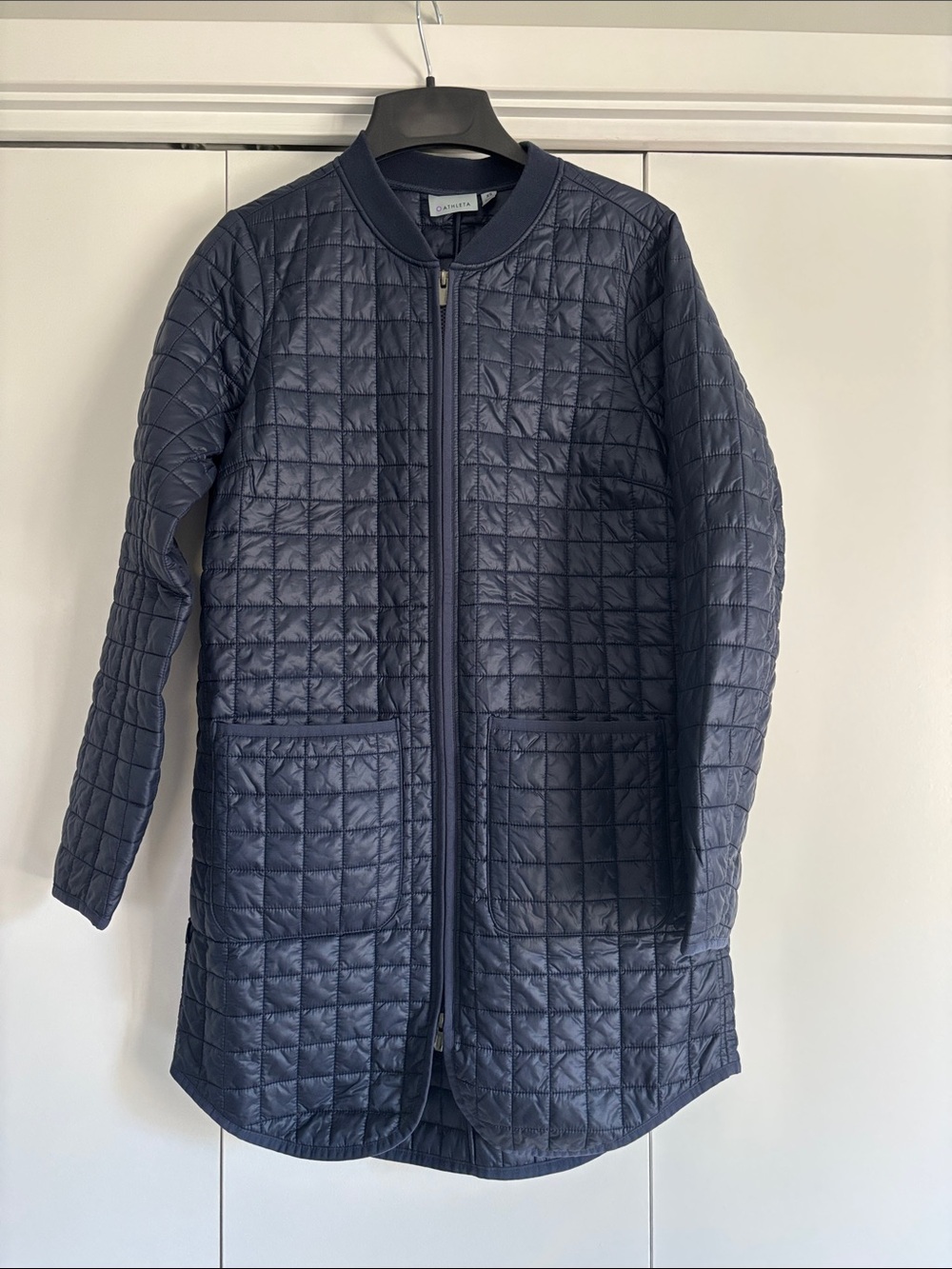 Athleta Quilted Navy Long Puffer Coat